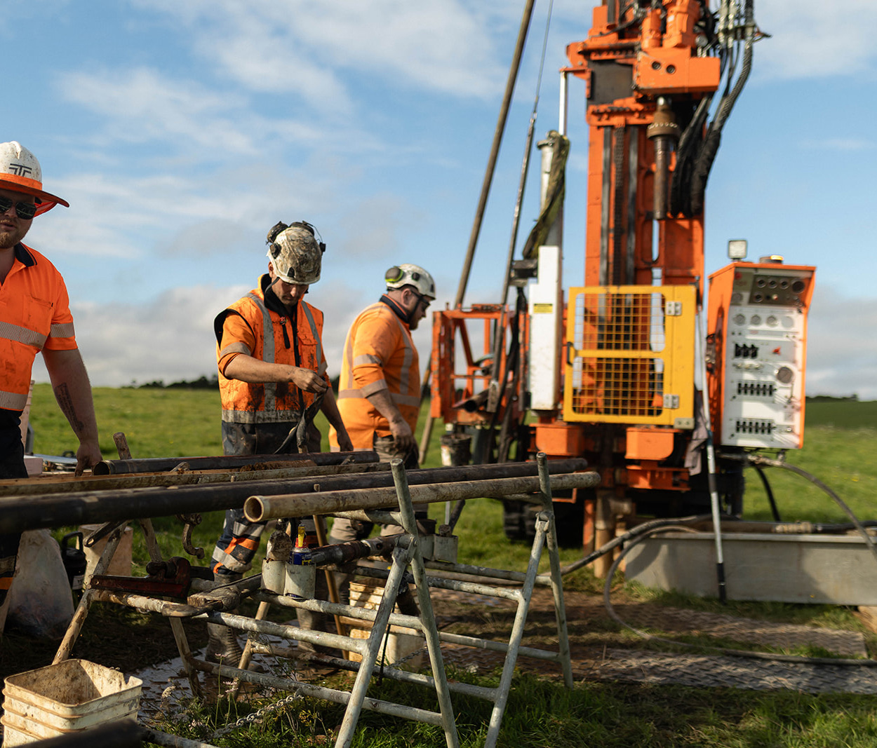 Team of workers CPT Drilling in a farmland paddock - Earthtech Consulting